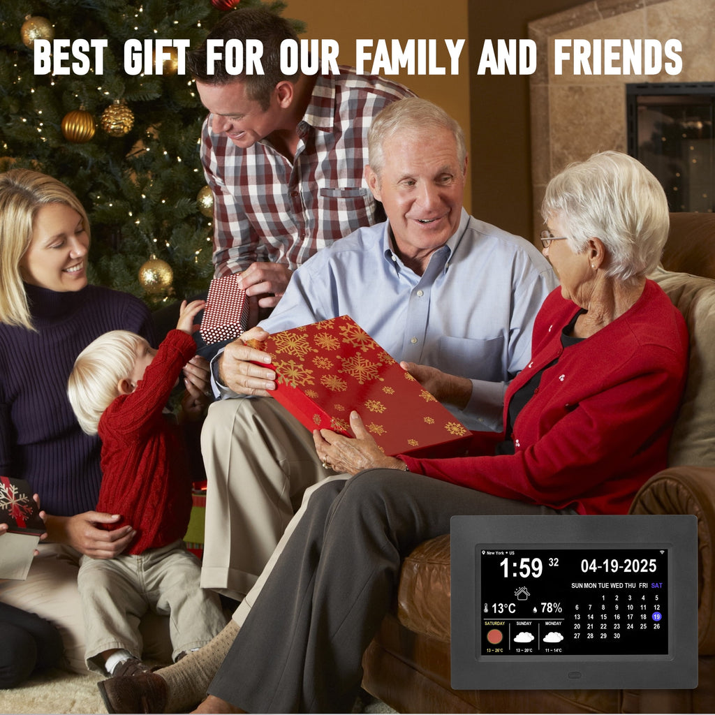 Memwake Multifunctional Large-Screen Digital Alarm Clock for Alzheimer's Patients with Date and Day of Week,Multiple Display Modes,7-inch Black