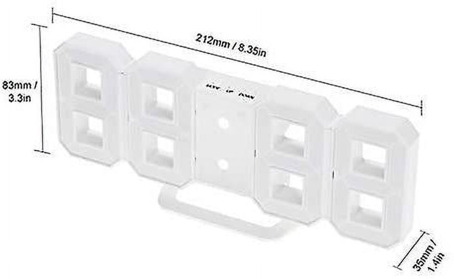 3d Led Wall Clock, Modern Digital Alarm Clock For Home, Kitchen, Office, Bedside Table, Wall Clock, 24 Or 12 Hours Display - Wtake