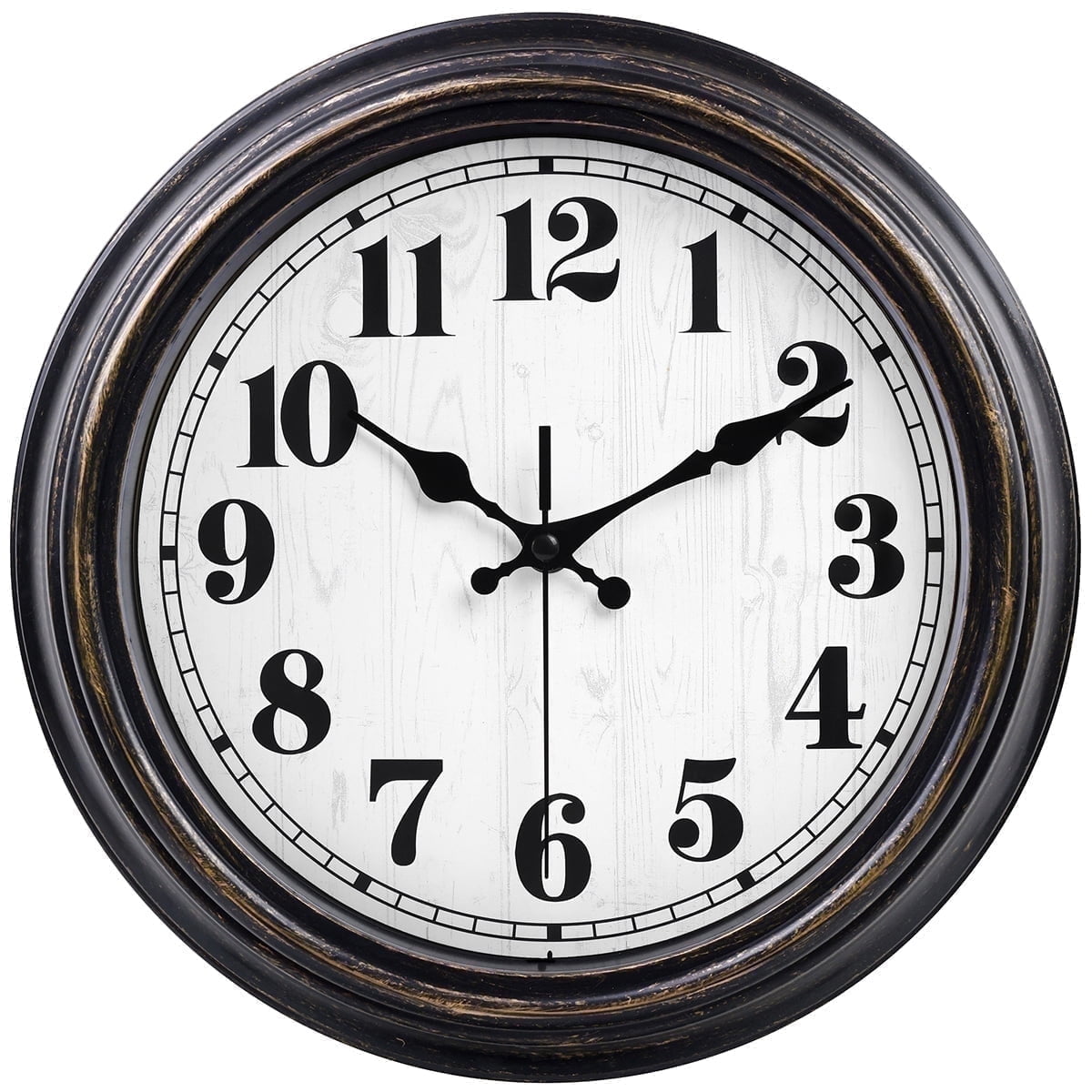 20 Inch Retro Wall Clock Silent,Accurate Time,Big Numbers,Quartz,Analog,Black