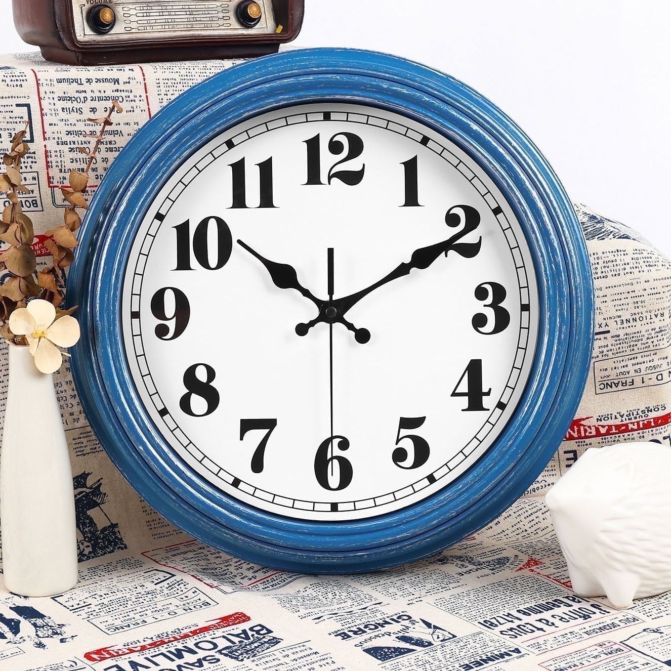 20 Inch Retro Wall Clock Silent,Accurate Time,Big Numbers,Quartz,Analog,Black