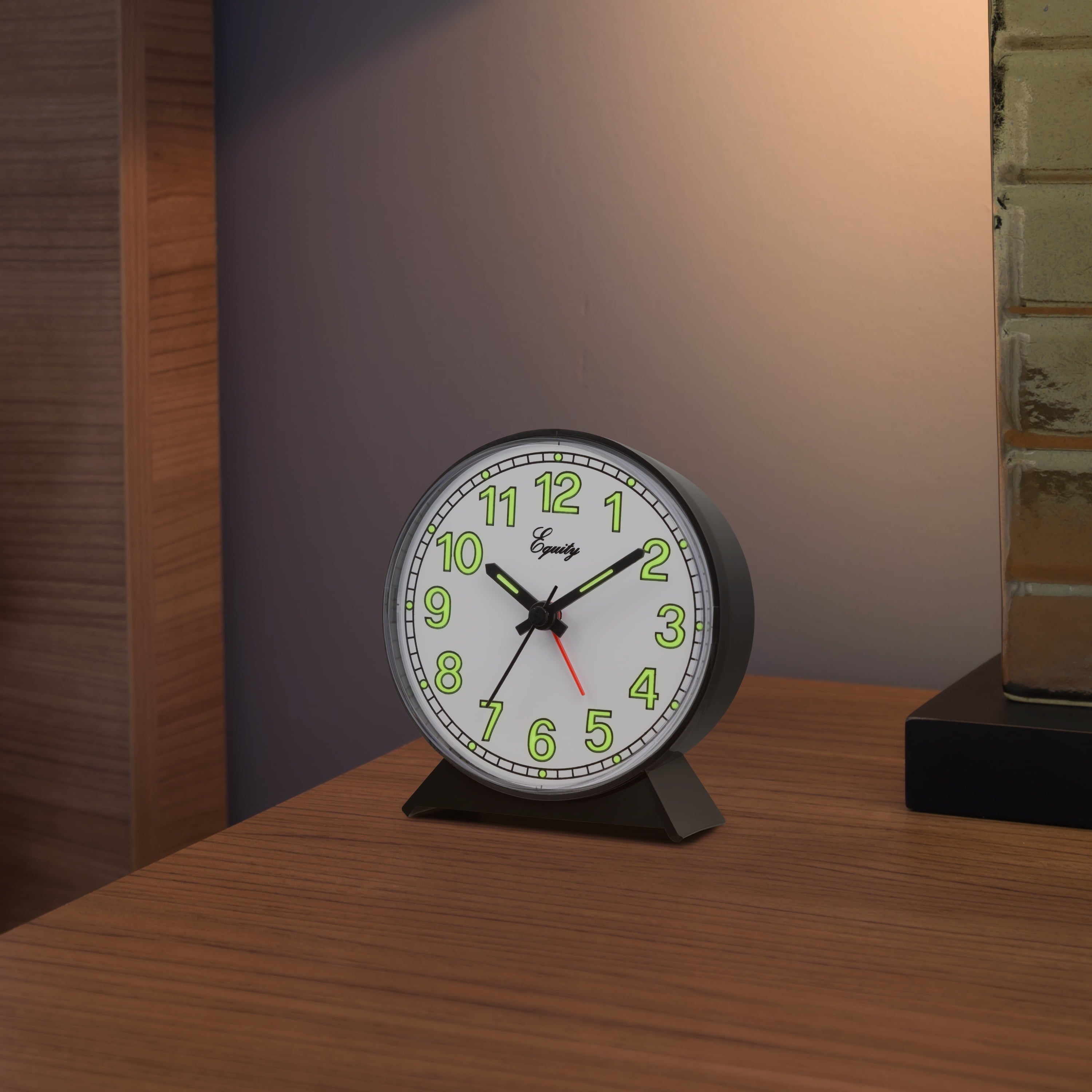 Equity Battery-Operated Black Analog Quartz Alarm Clock, 14077