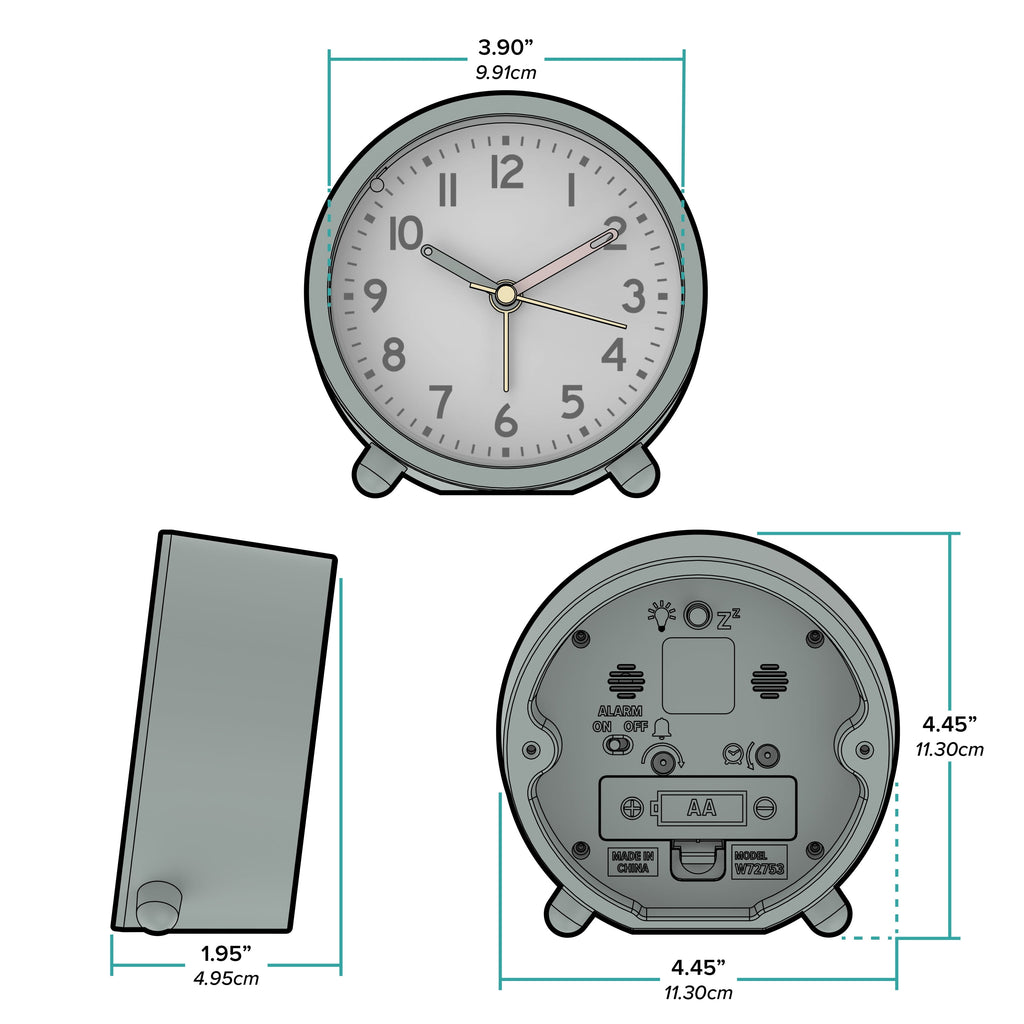 MainStays Green Mini Analog Alarm Clock