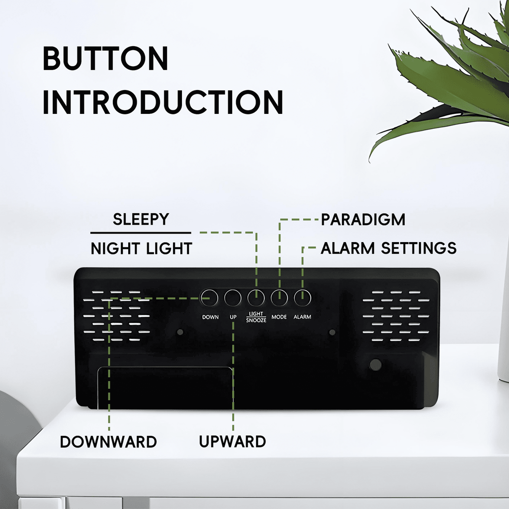 DESIGNICE Digital Clock,Large Display and Green Numbers Digital Clock Large Display,Voice Control,Snooze Function and USB/Battery Powered Digital Clock,Green Letter