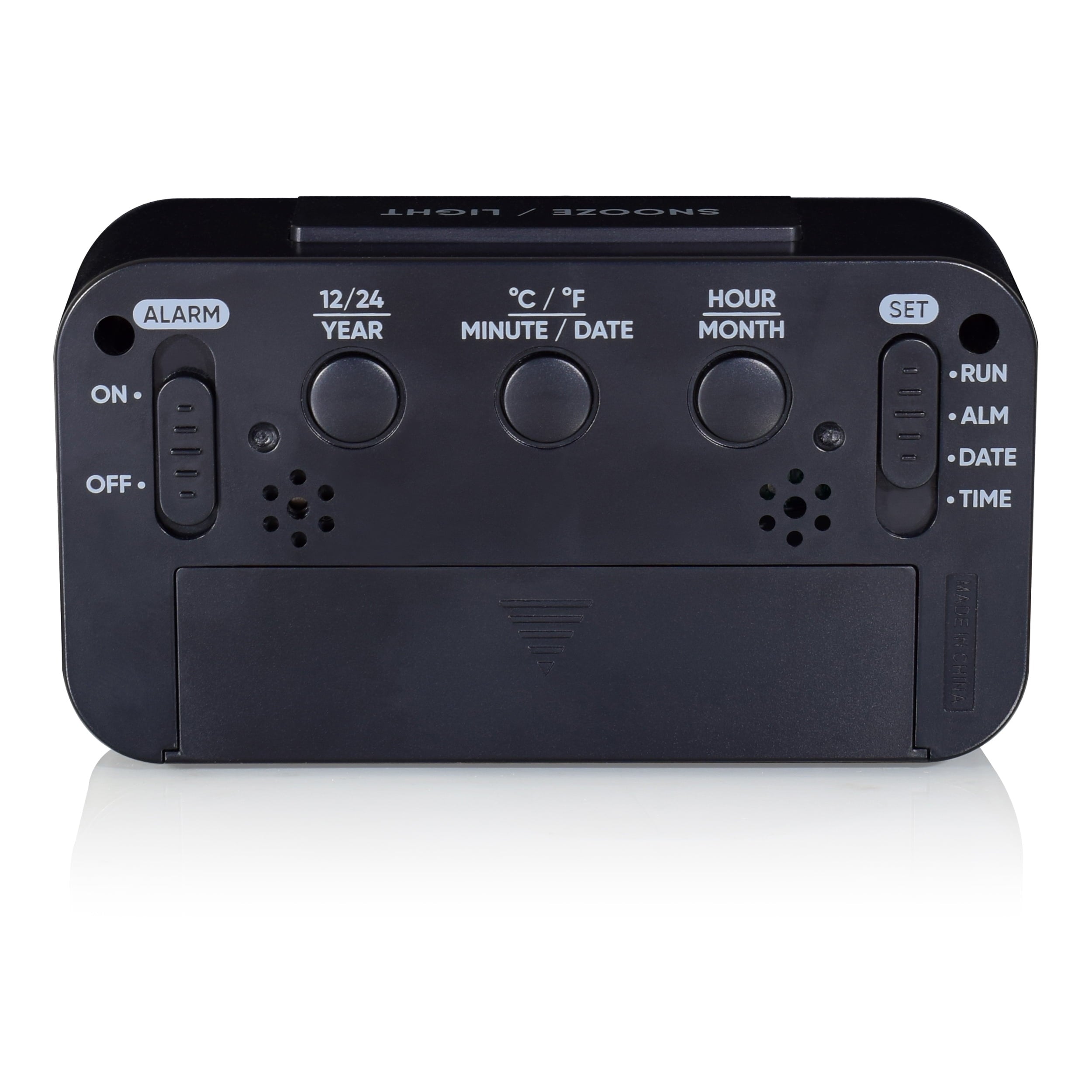 Westclox Black Digital Alarm Clock with Day/Date Display and LED Backlight- Battery Operated