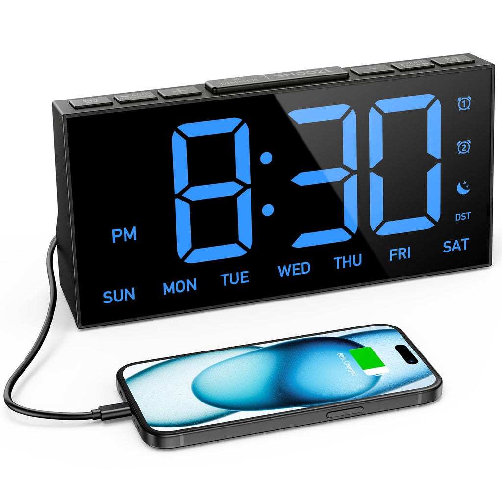 Mpow Alarm Clock for Heavy Sleepers, Digital Alarm Clock for Bedroom, Adjustable Brightness, Customizable Alarms, Automatically Dim at Night, Progressive Volume, DST, Loud Alarm Clock for Kids Adults