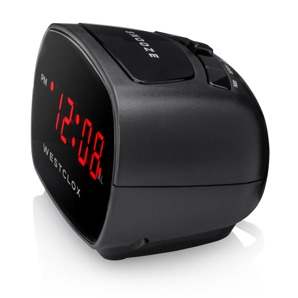 Westclox Basic Black Digital Red LED Bedside or Desk Alarm Clock with Adjustable Hi/Lo Alarm Volume and Snooze