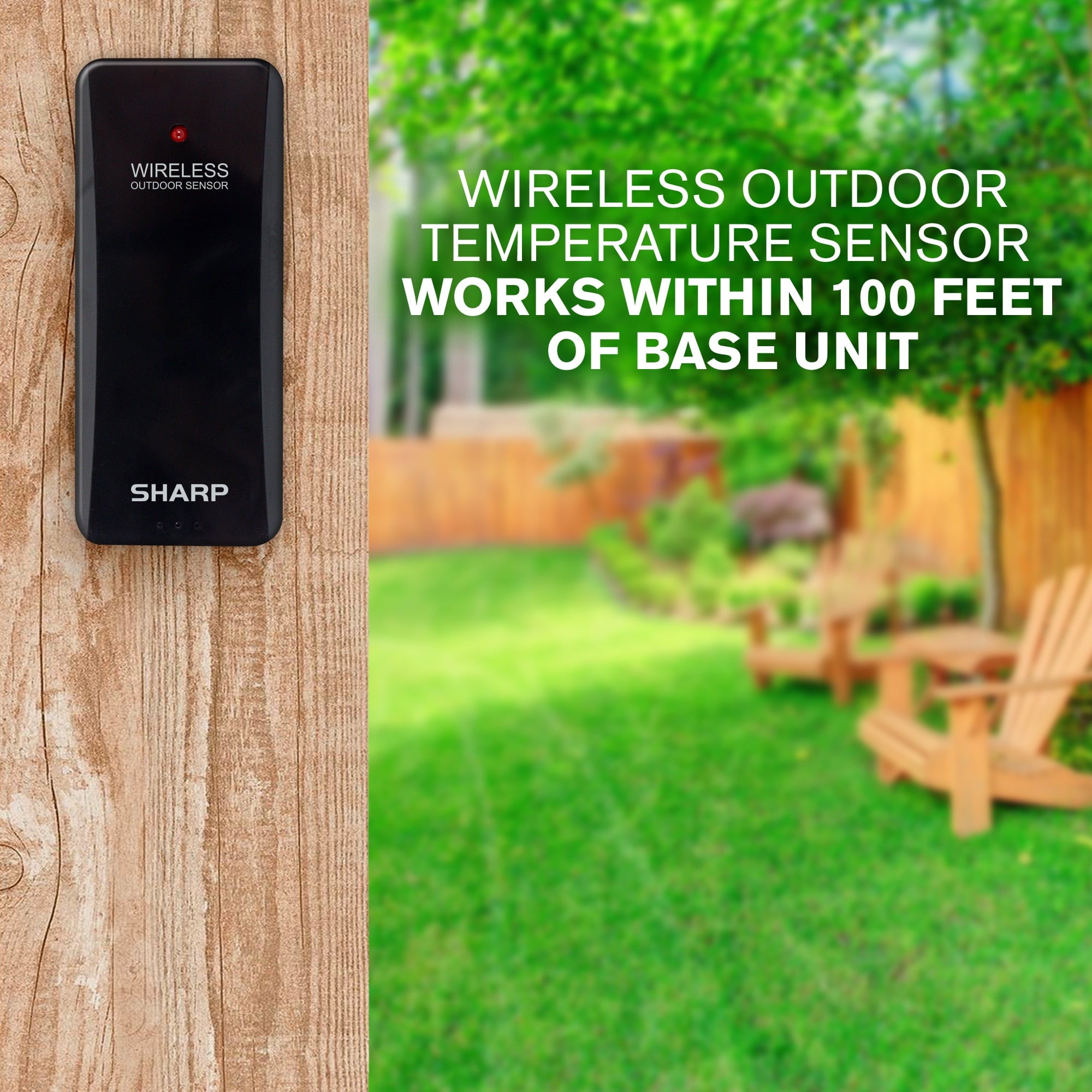 Sharp Atomic Clock - Jumbo 3" Easy to Read Numbers - Never Needs Setting! - Indoor/ Outdoor Temperature Display with Wireless Outdoor Sensor - Silver