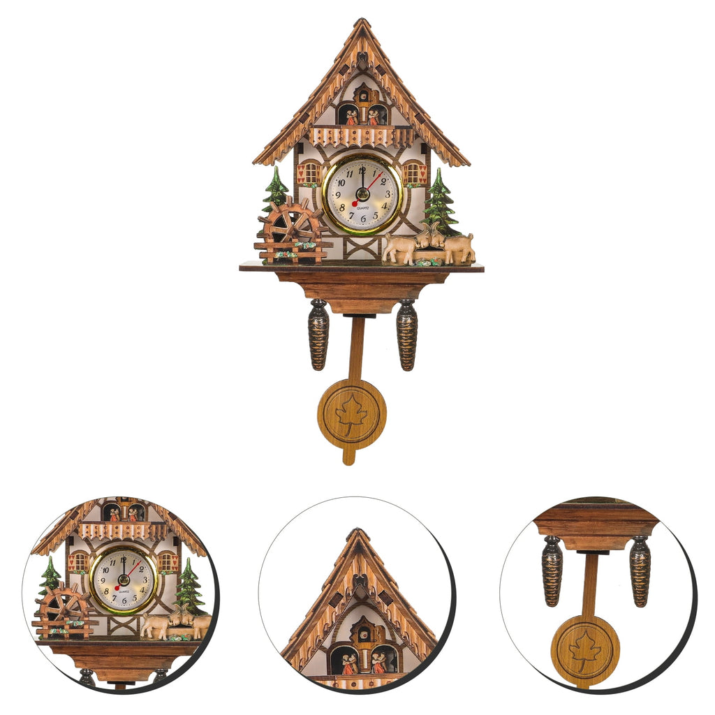 Wooden Pendulum Wall Clock with Cuckoo Bird