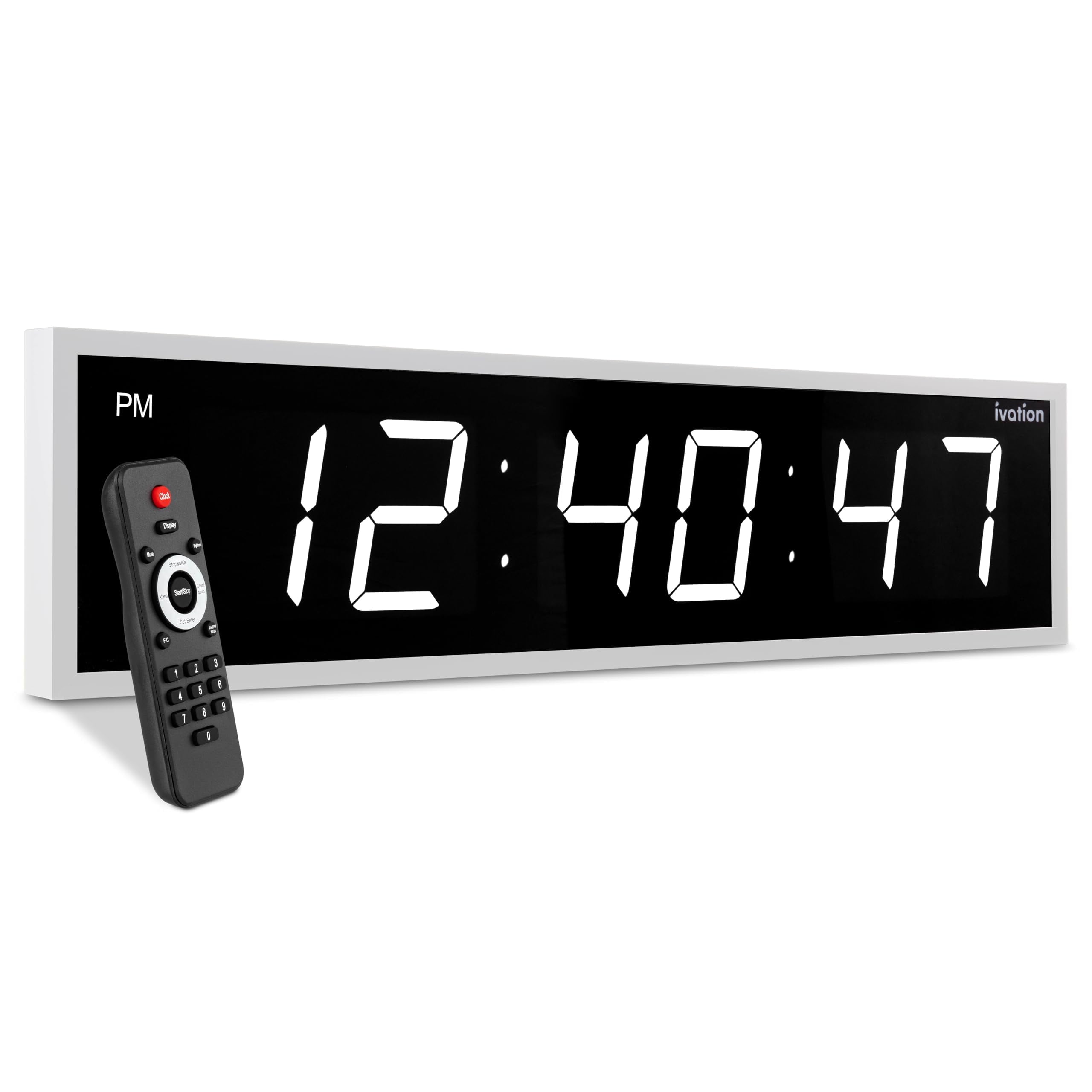 Ivation Large Digital Clock, 24" Led Wall Clock with Stopwatch, Alarms, Timer, Temp & Remote, Blue