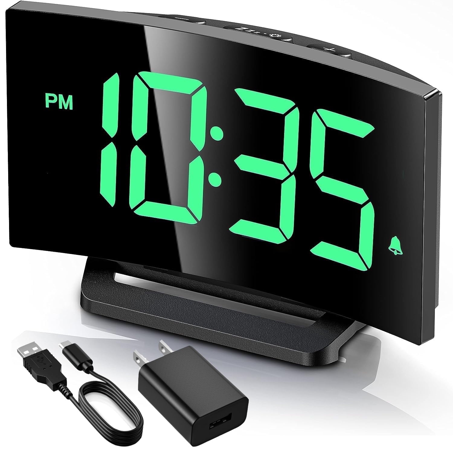 Mpow Digital Alarm Clock for Bedrooms, Large Numbers, Easy to Set Digital Clock with Modern Curved Design, 6 Levels Brightness, 3 Alarm Tones & 2 Volume, 9min Snooze, Battery Backup, 12/24H