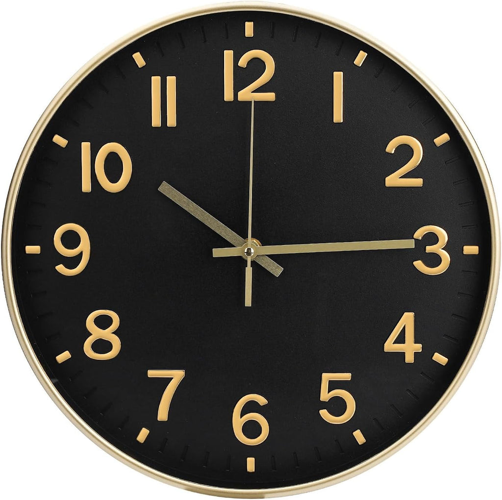 Sanmadrola Wall Clocks Battery Operated,12 inch Silent Non Ticking Modern Wall Clock for Living Room Bedroom Kitchen Office Classroom Decor Glass Front Olive Green with Gold Frame