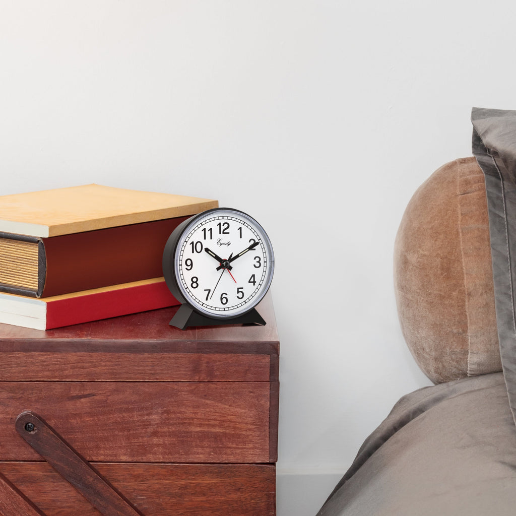 Equity 14075 Black Analog Wind-Up Alarm Clock