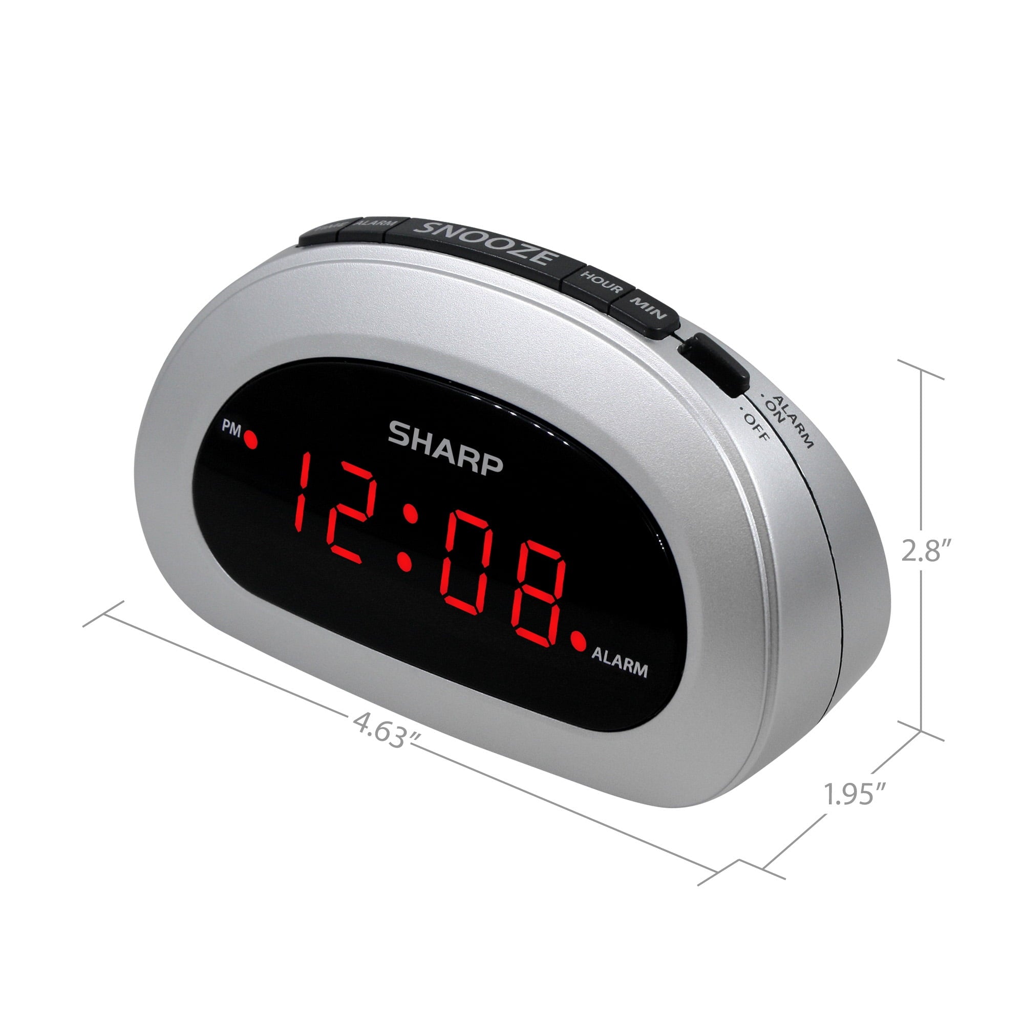 SHARP Digital Alarm Clock, Cosmic Silver, Easy to Set Controls, Red LED Display