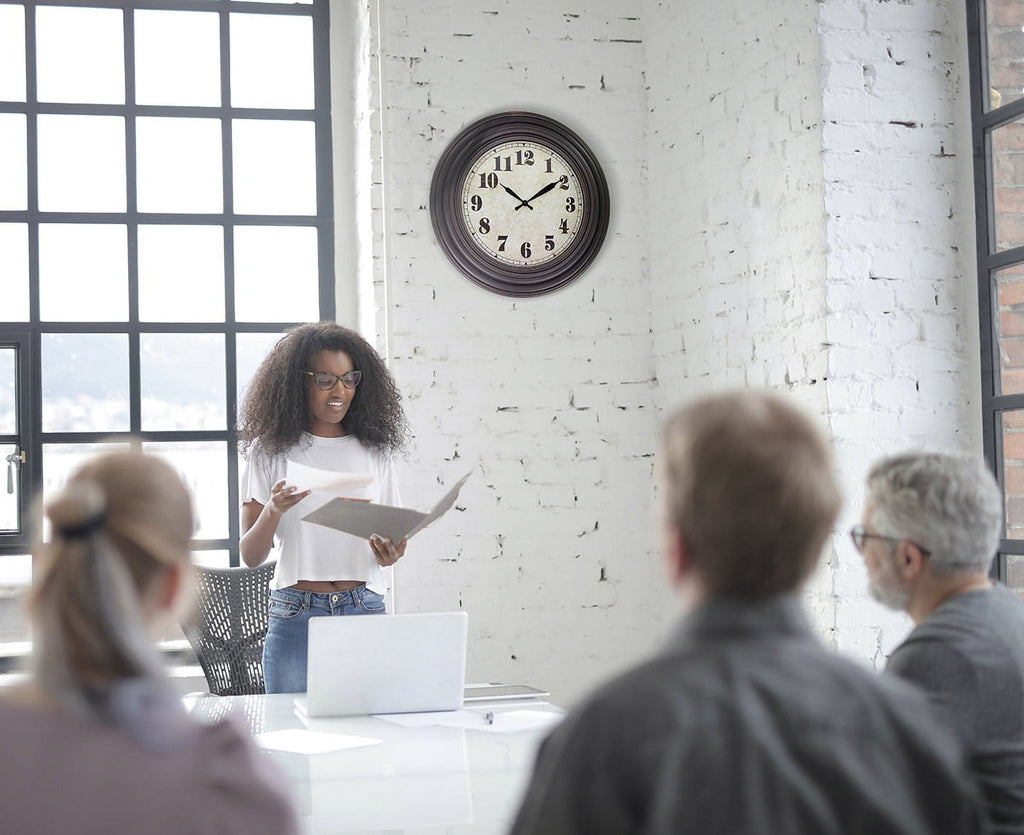 20 Inch Retro Wall Clock Silent,Accurate Time,Big Numbers,Quartz,Analog,Black