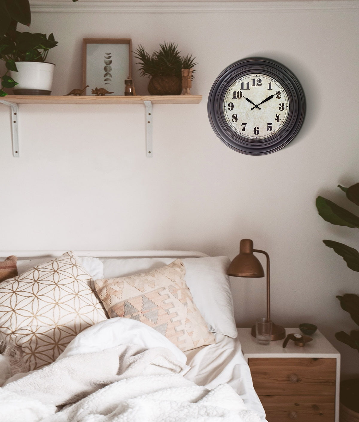 20 Inch Retro Wall Clock Silent,Accurate Time,Big Numbers,Quartz,Analog,Black