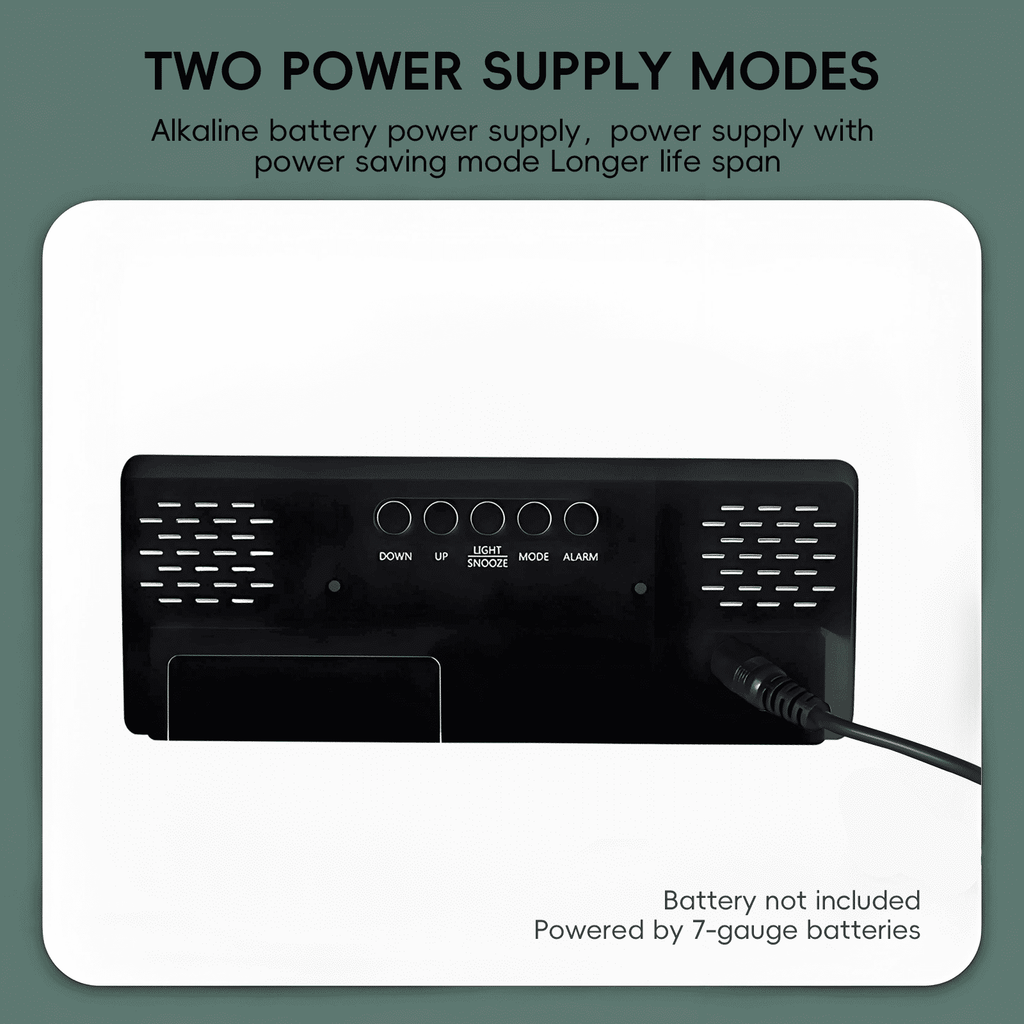 DESIGNICE Digital Clock,Large Display and Green Numbers Digital Clock Large Display,Voice Control,Snooze Function and USB/Battery Powered Digital Clock,Green Letter