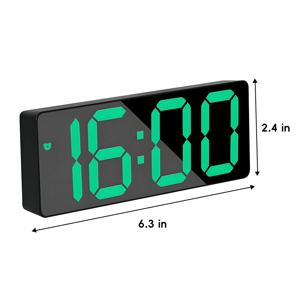 DESIGNICE Digital Clock,Large Display and Green Numbers Digital Clock Large Display,Voice Control,Snooze Function and USB/Battery Powered Digital Clock,Green Letter